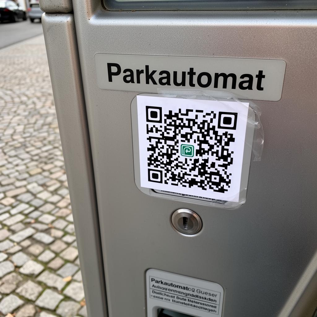 Gefälschter QR-Code-Aufkleber auf einem Parkautomaten